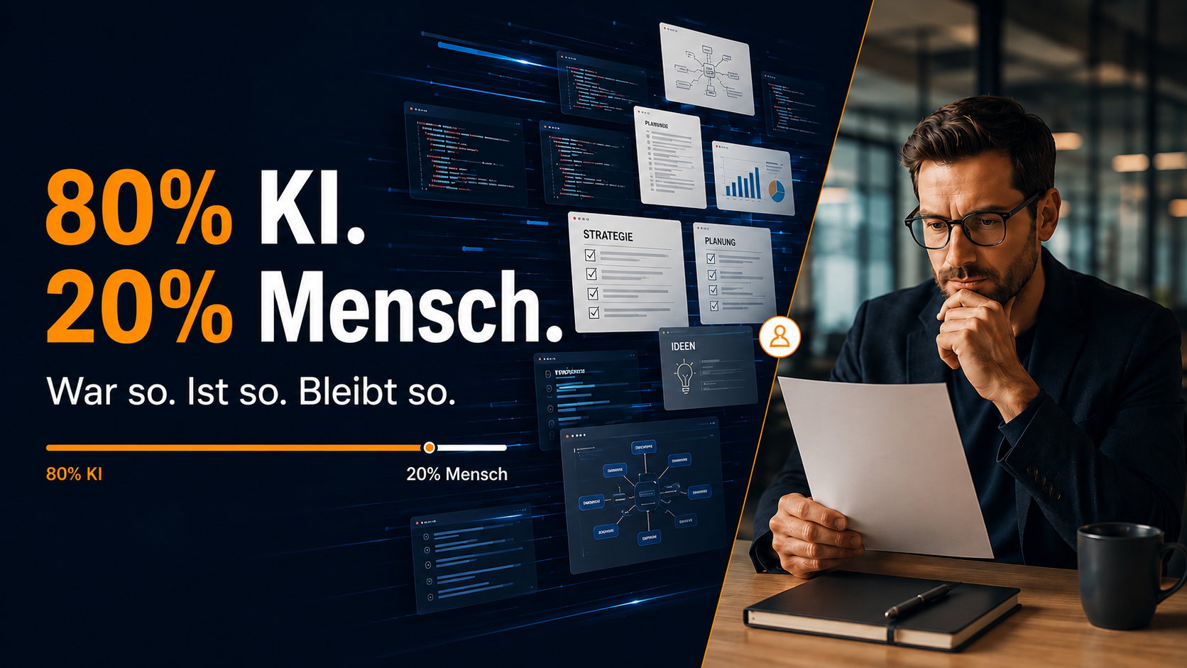 80% KI. 20% Mensch. War so. Ist so. Bleibt so.